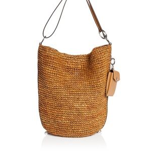 Pronenza Schouler White Label Spring Bucket Bag In Raffia. Honey/Silver.